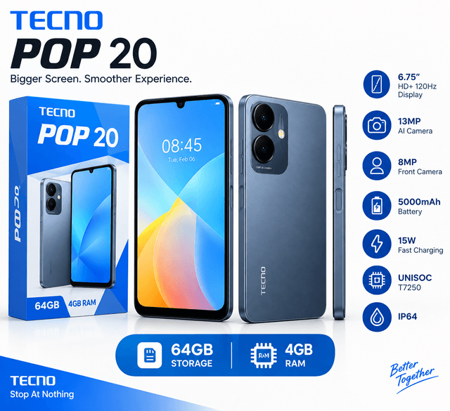 Tecno Pop 20 64GB + 4GB